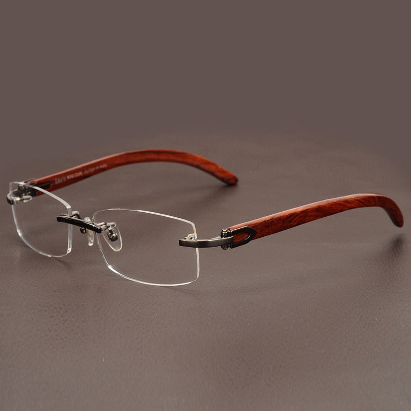 Rimless Wooden Gold Glasses Frame Men Light Weight Optical Rim Eyeglasses frames brand designer Prescription Myopia spectacles