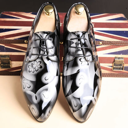 Fashion Patent Leather Men Dress Shoes For Men Pointed Toe Wedding Formal Shoes Luxury Brand Office Oxford Shoes Men Footwear