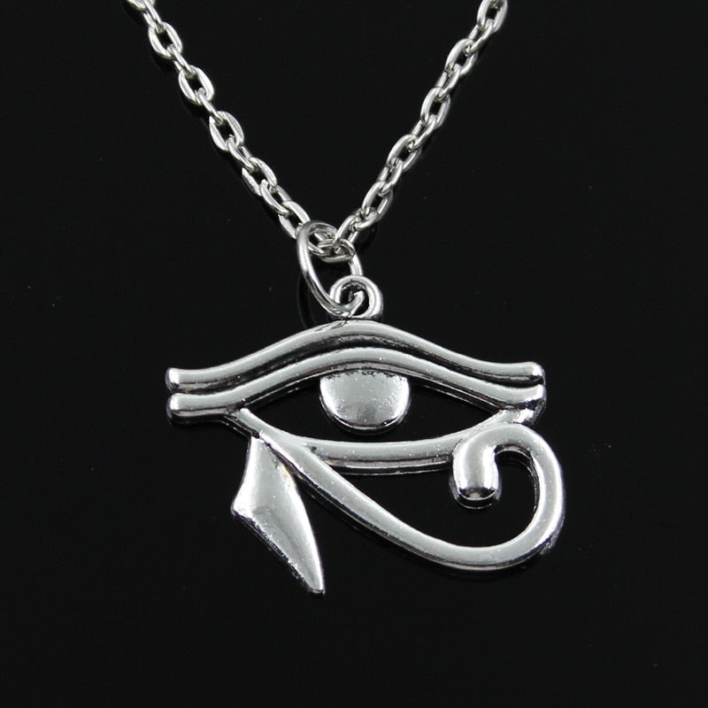 New Fashion Ancient Egypt Eye Of Horus Pendants Round Cross Chain Short Long Mens Womens Silver Color  Necklace Jewelry Gift