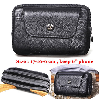 Fashion Quality Leather Small Summer Pouch Hook Design Waist Pack Bag Cigarette Case 6&quot; Phone Pouch Waist Belt Bag 1609