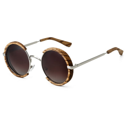 All Seasons Men Handmade Wooden Polarized Sunglasses Gradient Gray Lenses UV400 Retro Style Round Women Sun Glasses With Case