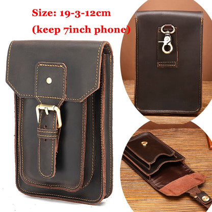 Fashion Quality Leather Small Summer Pouch Hook Design Waist Pack Bag Cigarette Case 6&quot; Phone Pouch Waist Belt Bag 1609