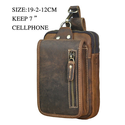 Fashion Quality Leather Small Summer Pouch Hook Design Waist Pack Bag Cigarette Case 6&quot; Phone Pouch Waist Belt Bag 1609