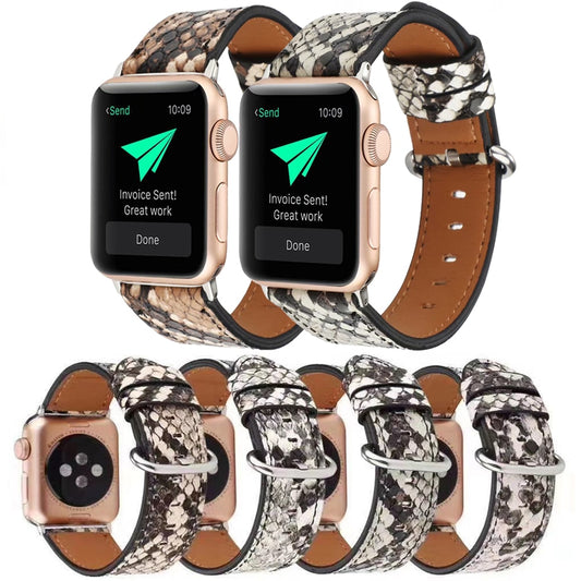 Band for Apple Watch series SE 6 5 4 3 40MM 44MM python printing strap for iWatch 6 SE 38 42MM PU leather modern design Bracelet