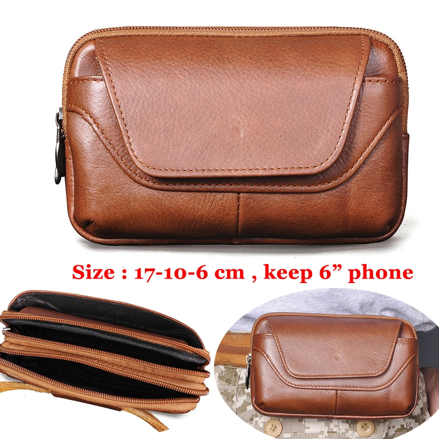 Fashion Quality Leather Small Summer Pouch Hook Design Waist Pack Bag Cigarette Case 6&quot; Phone Pouch Waist Belt Bag 1609