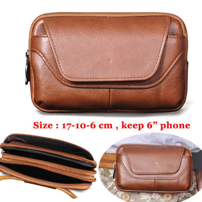 Fashion Quality Leather Small Summer Pouch Hook Design Waist Pack Bag Cigarette Case 6&quot; Phone Pouch Waist Belt Bag 1609