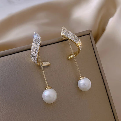 New white boho imitation pearl round circle hoop earrings female gold color big earrings korean jewelry statement earrings