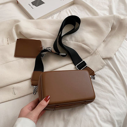 Vintage Mini Wide Belt Crossbody  Bags for Women 2022 Trend Designers Trend Small Leather Shoulder Bag Handbags and Purses