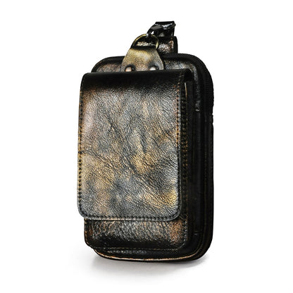 Fashion Quality Leather Small Summer Pouch Hook Design Waist Pack Bag Cigarette Case 6&quot; Phone Pouch Waist Belt Bag 1609