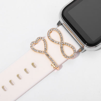 Watchband Charms for Silicone Watch Band for Iwatch Wave Heart Pendent Ring Set Charm Jewelry for Apple Watch Bracelet Strap