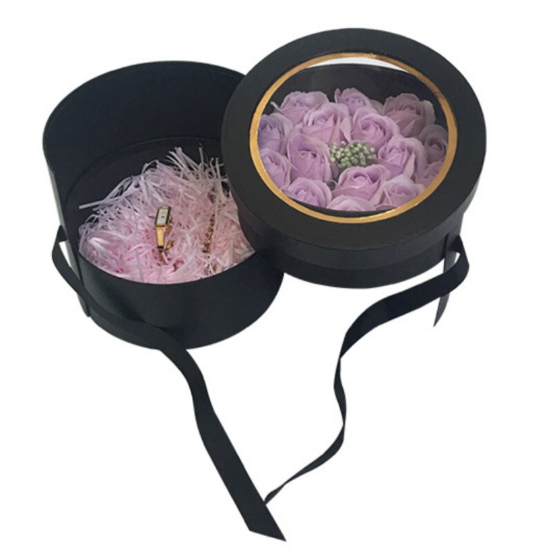 1pc Double Layer Rotating Gift Boxes Round Florist Hat Boxes with Lid Bouquet Hat Boxes Gift Boxes for flowers Valentines Day