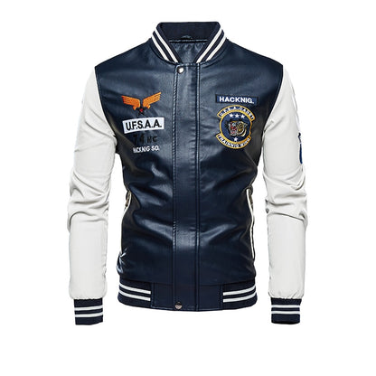 New Men Leather Jacket 2020 Brand Embroidery Baseball PU Jackets Male Casual Luxury Winter Warm Fleece Pilot Bomber Jacket Coat
