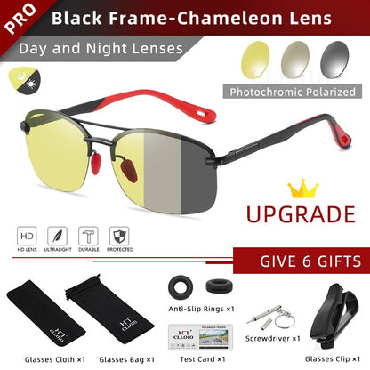 CLLOIO Brand Photochromic Polarized Sunglasses Men Day Night Driving Anti-Glare Glasses Travel Fishing Chameleon Sunglass UV400