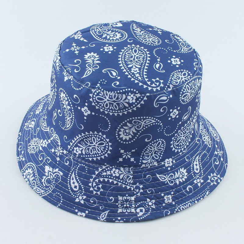 Men Women Fisherman Hat Vintage Print Panama Bucket Hat Reversible Bob Chapeau Femme Retro Hip Hop Cap Gorros