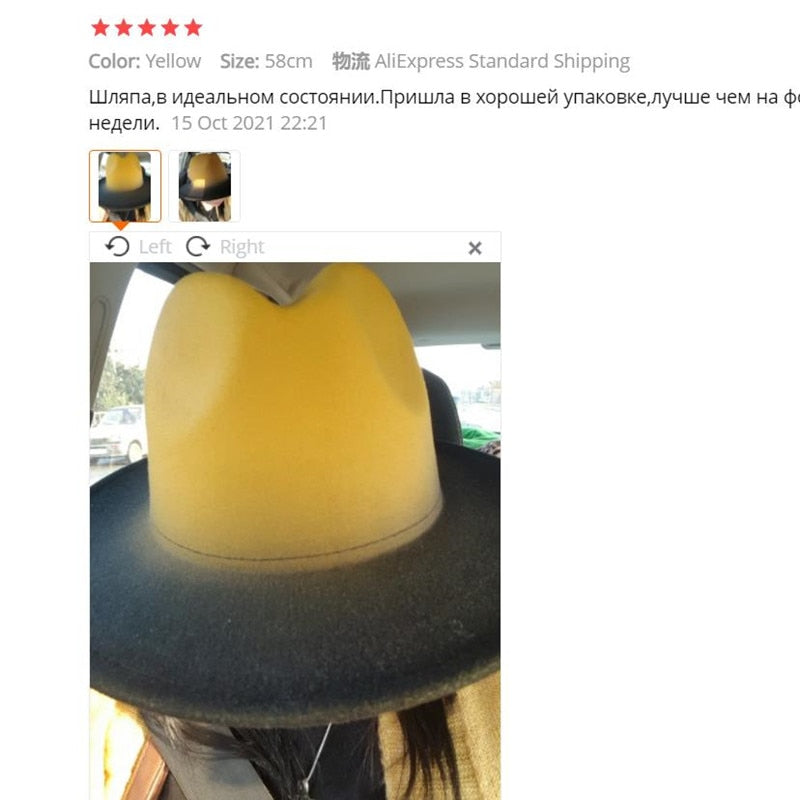 Fedora Hat Women Winter Felted Hats for Men Gradient Color Bowler Hat Wide Brim Design Luxury Casual Men Fedoras Chapeau Femme