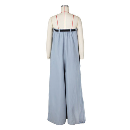 Elegant Solid Loose Jumpsuits with Belt Women Sexy Strapless Overall Wide Leg Pants New Popular Sexy 2023 Summer Vocation Romper