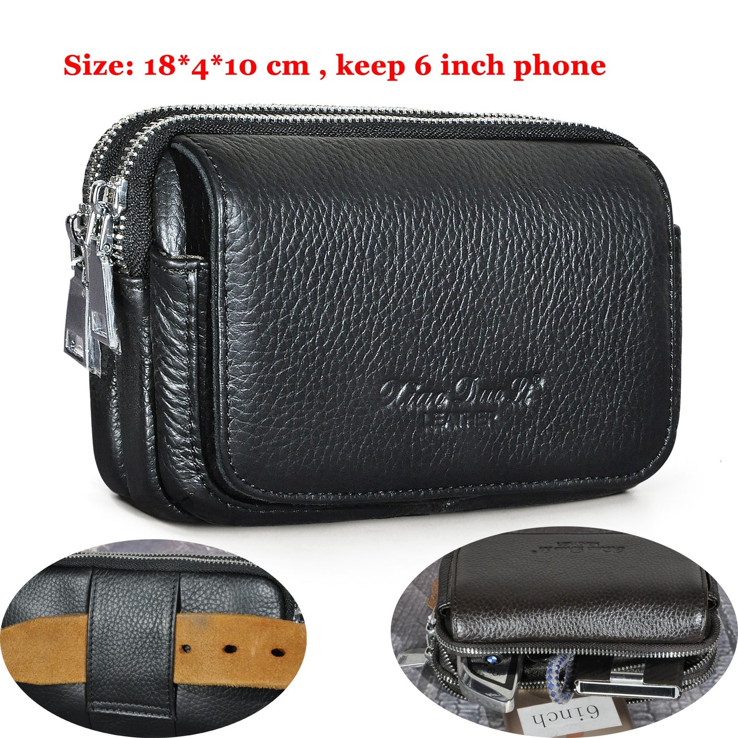 Fashion Quality Leather Small Summer Pouch Hook Design Waist Pack Bag Cigarette Case 6&quot; Phone Pouch Waist Belt Bag 1609