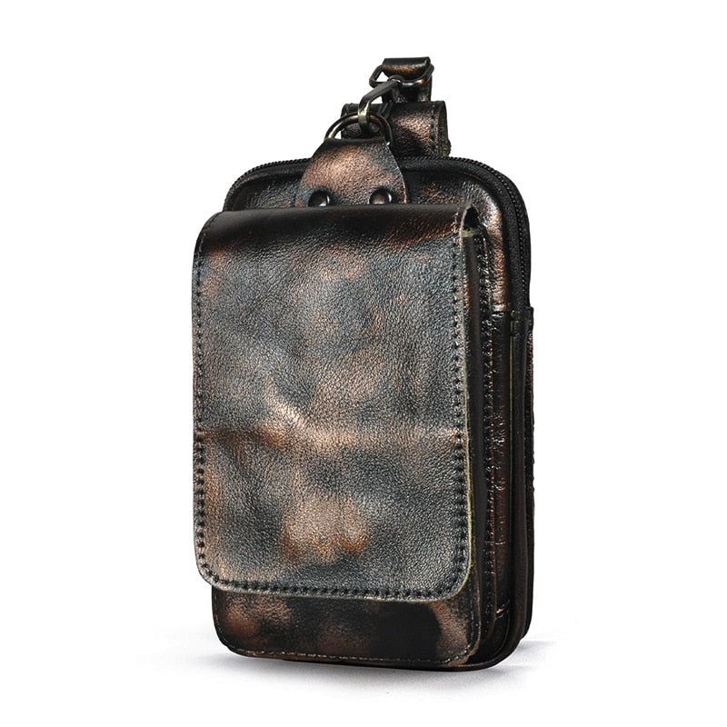 Fashion Quality Leather Small Summer Pouch Hook Design Waist Pack Bag Cigarette Case 6&quot; Phone Pouch Waist Belt Bag 1609