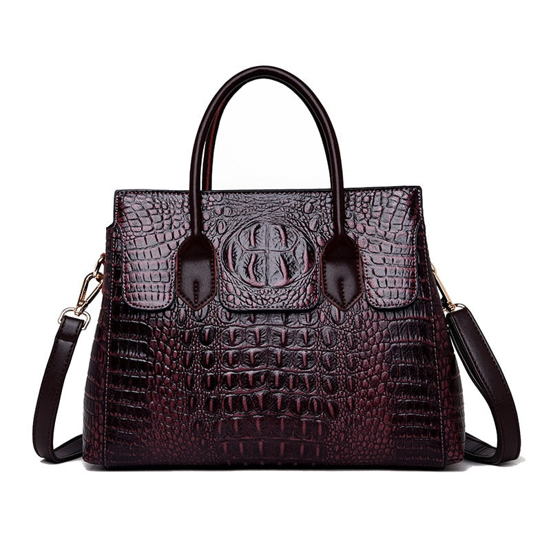 Women Handbag Genuine Leather Bags Women Crocodile Luxury Handbags Women Bags Designer Crossbody Bags Female Retro Tote Handbags
