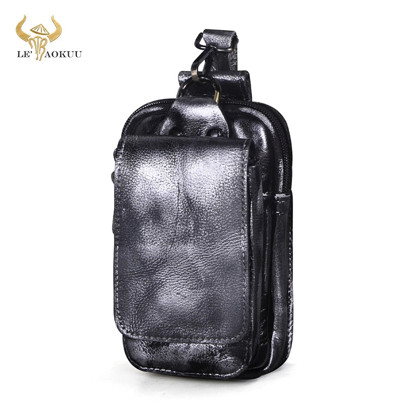 Fashion Quality Leather Small Summer Pouch Hook Design Waist Pack Bag Cigarette Case 6&quot; Phone Pouch Waist Belt Bag 1609