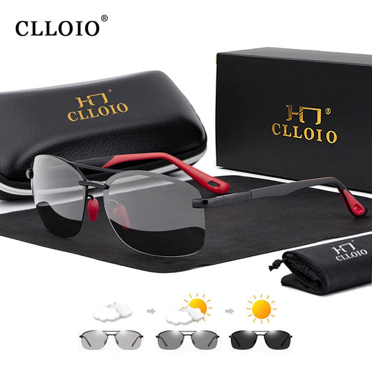 CLLOIO Brand Photochromic Polarized Sunglasses Men Day Night Driving Anti-Glare Glasses Travel Fishing Chameleon Sunglass UV400